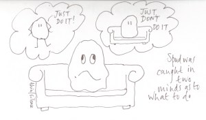 Spud was caught in two minds